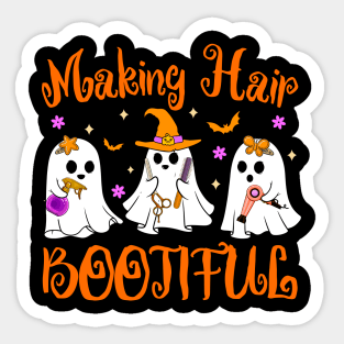 Funny Making Hair Bootiful Hairdresser Ghost Halloween Sticker